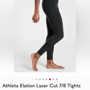 Athleta Black Elation Laser Cut Leggings 7/8 tights